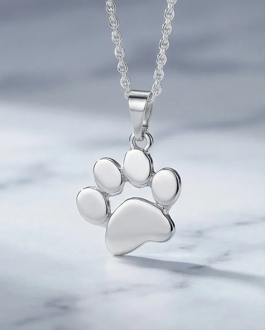 The Eternal Paw: High-Polish Silver Pet Necklace