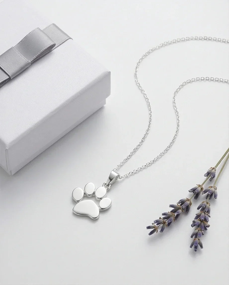 The Eternal Paw: High-Polish Silver Pet Necklace