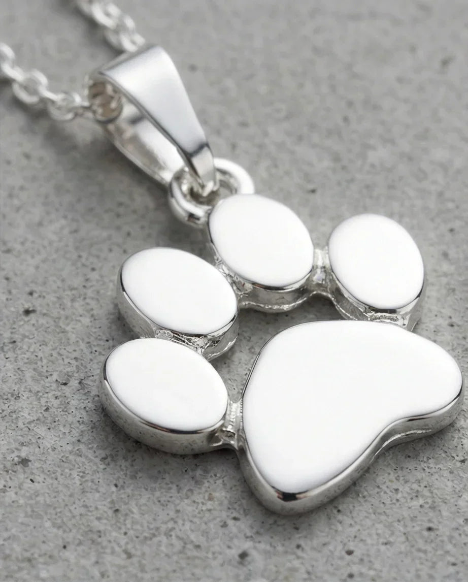 The Eternal Paw: High-Polish Silver Pet Necklace