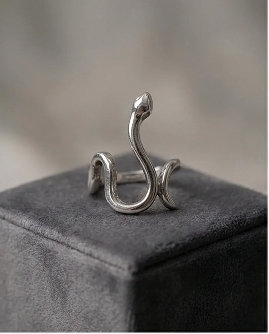 Silver Coil: Sleek Sculptural Serpentine Ring
