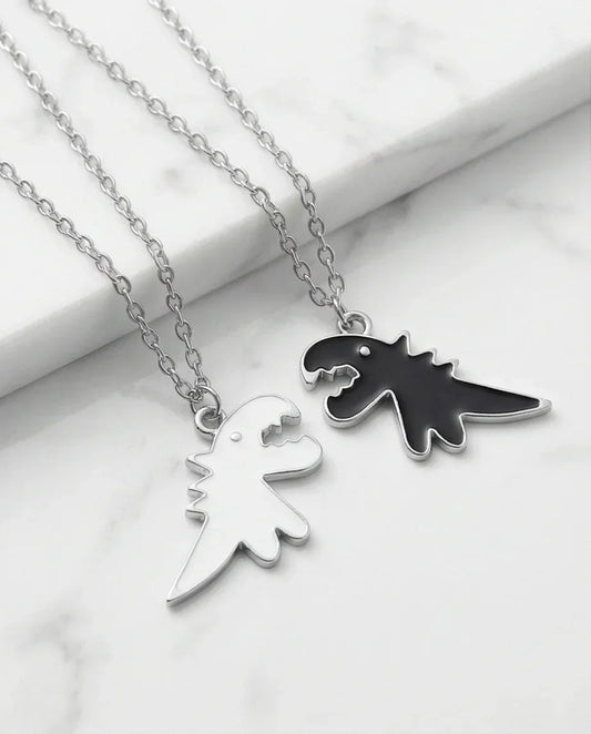 The Dino Duo: Matching Soulmate Necklaces