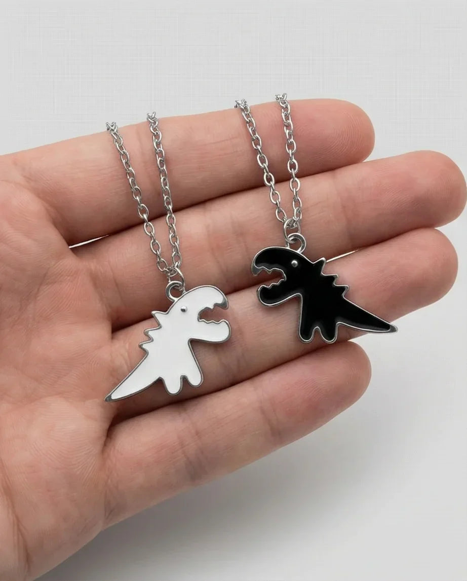 The Dino Duo: Matching Soulmate Necklaces