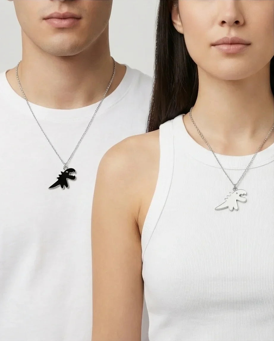 The Dino Duo: Matching Soulmate Necklaces