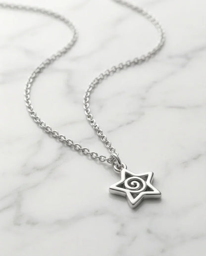 The Astral Vortex: Minimalist Star & Spiral Necklace