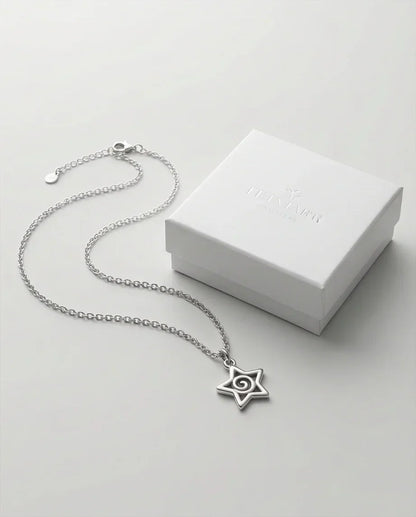The Astral Vortex: Minimalist Star & Spiral Necklace