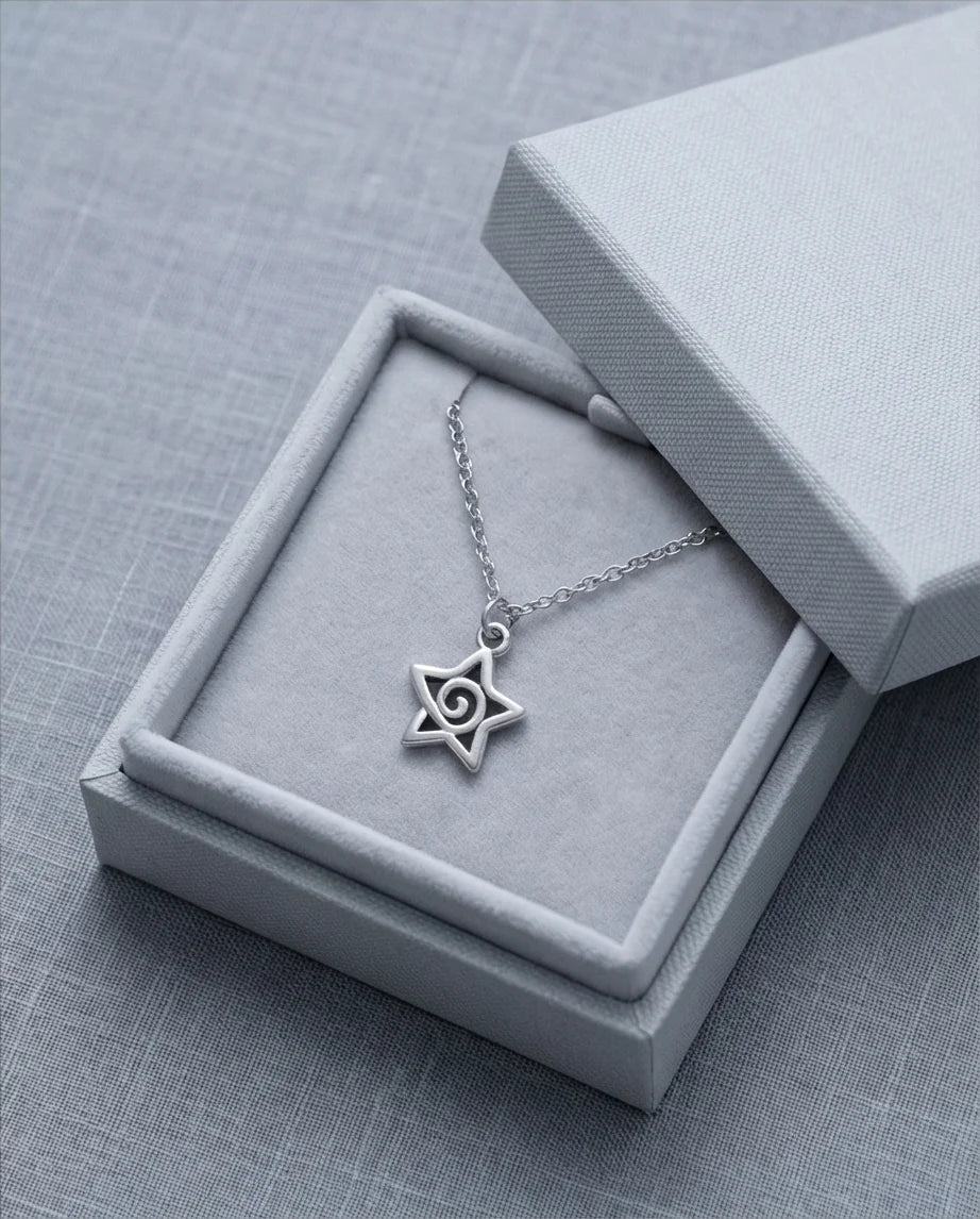 The Astral Vortex: Minimalist Star & Spiral Necklace