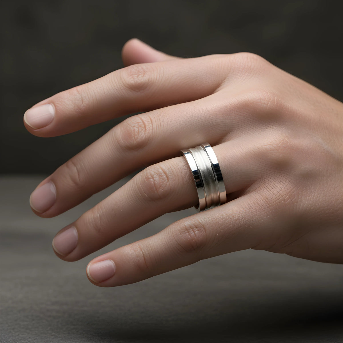 Brushed Silver Stainless Steel Ring 5.3cm