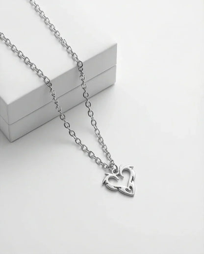The Cyber-Tribal Heart: Liquid Silver Pendant