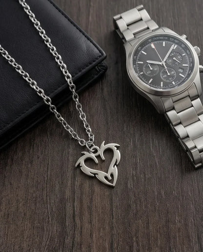 The Cyber-Tribal Heart: Liquid Silver Pendant