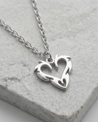 The Cyber-Tribal Heart: Liquid Silver Pendant