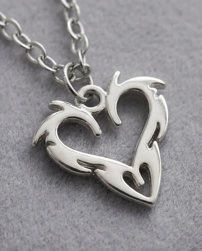 The Cyber-Tribal Heart: Liquid Silver Pendant