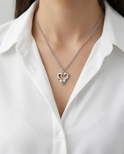 The Cyber-Tribal Heart: Liquid Silver Pendant