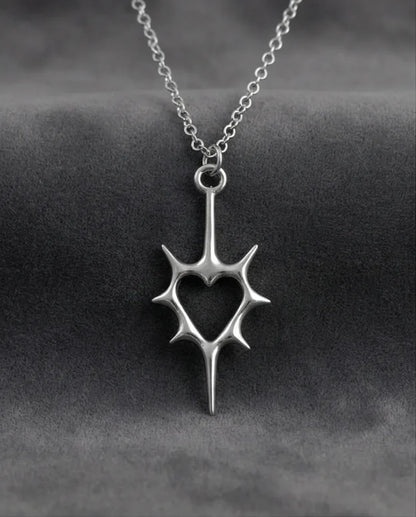 The Thorned Aura: Spiky Heart Statement Necklace