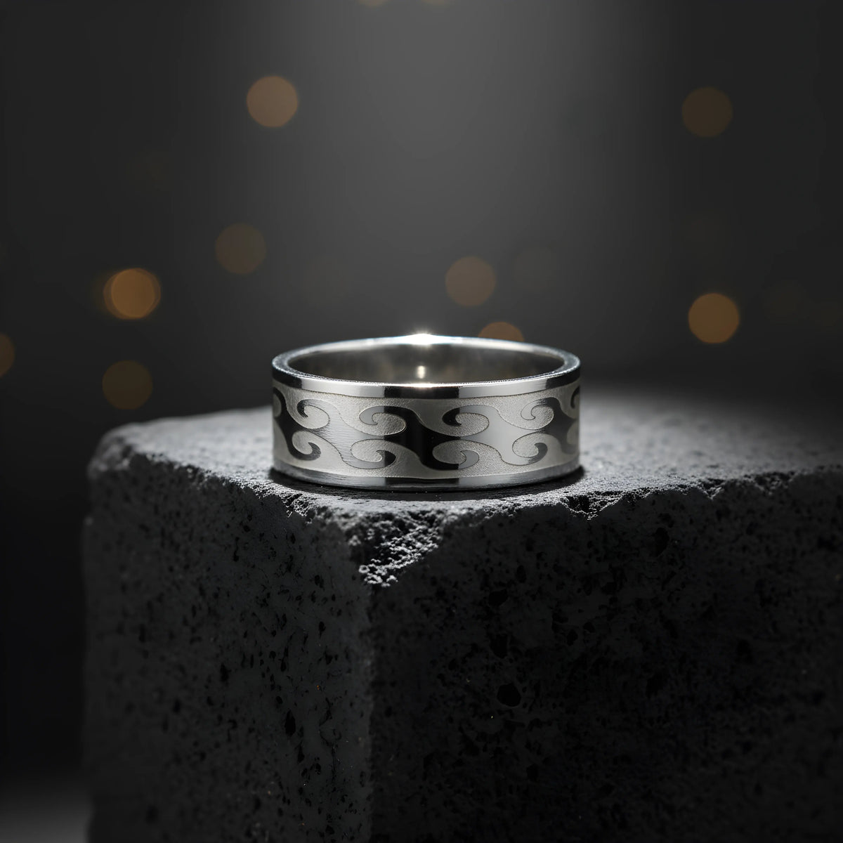 Wave Engraved Silver Ring 5.9cm