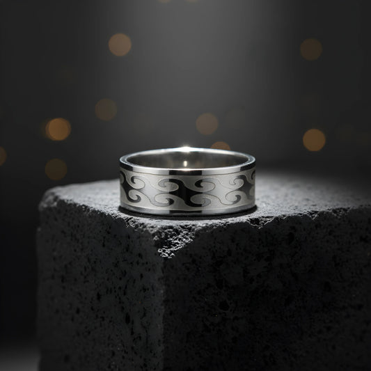 Wave Engraved Silver Ring 5.9cm