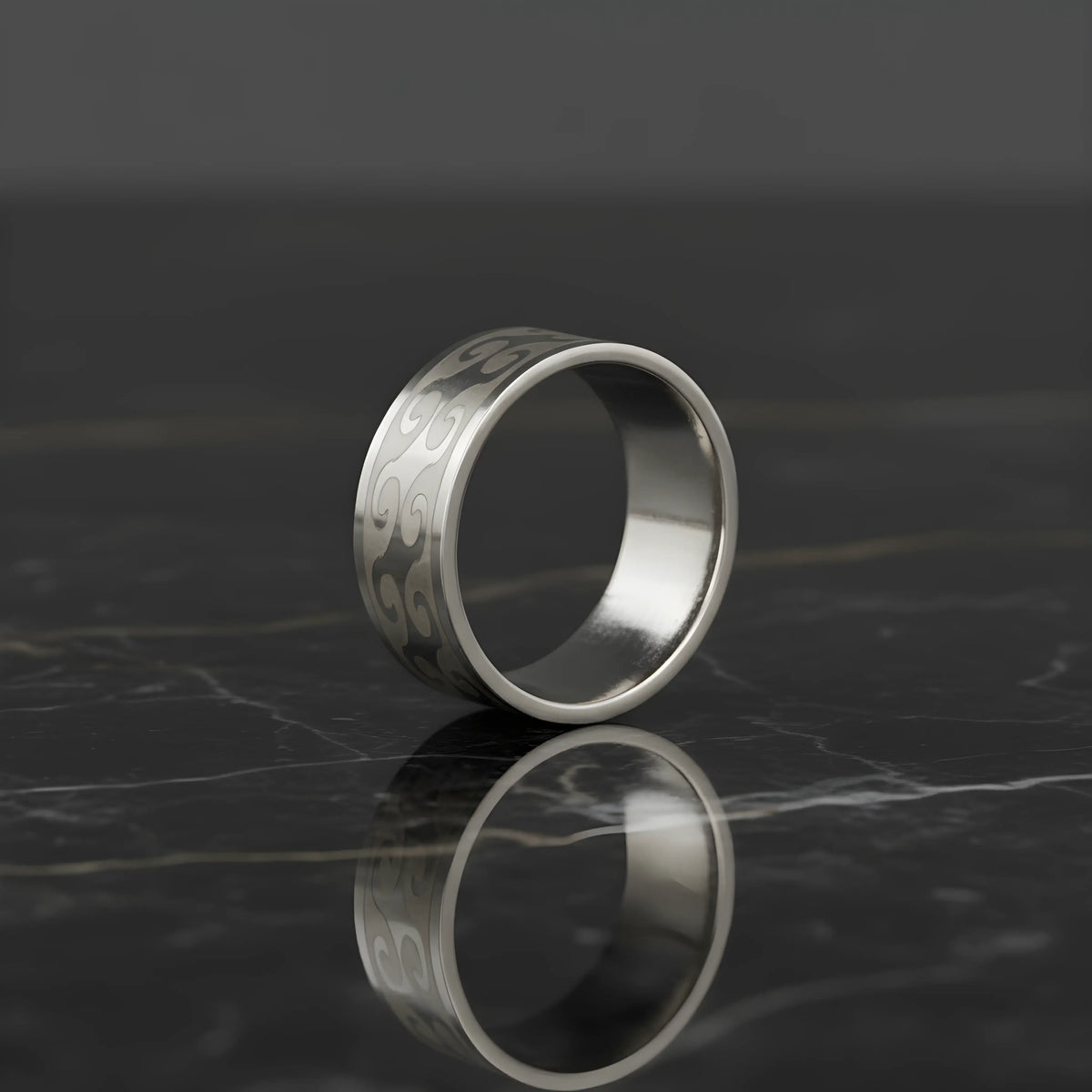 Wave Engraved Silver Ring 5.9cm