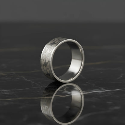 Wave Engraved Silver Ring 5.9cm