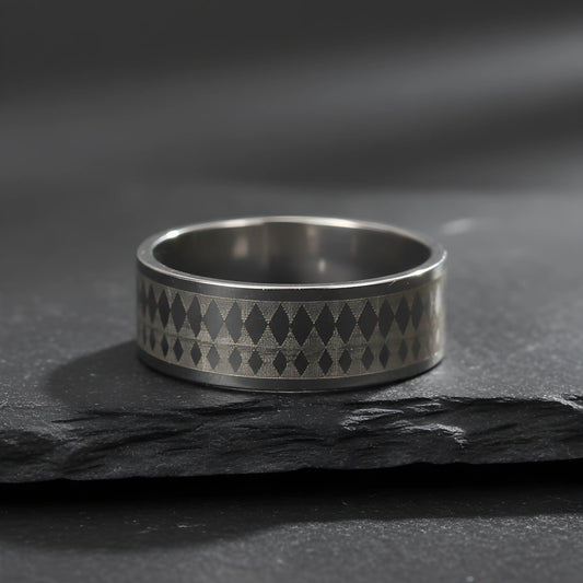 Diamond Pattern Steel Ring 6cm