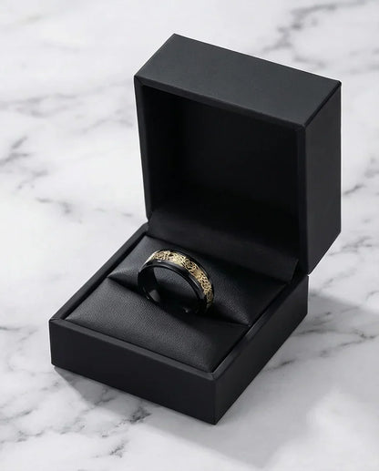 Black & Gold Celtic Wolf-Knot Ring