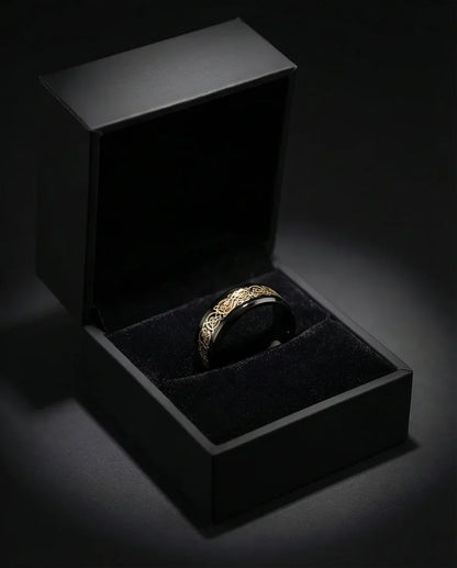 Black & Gold Celtic Wolf-Knot Ring