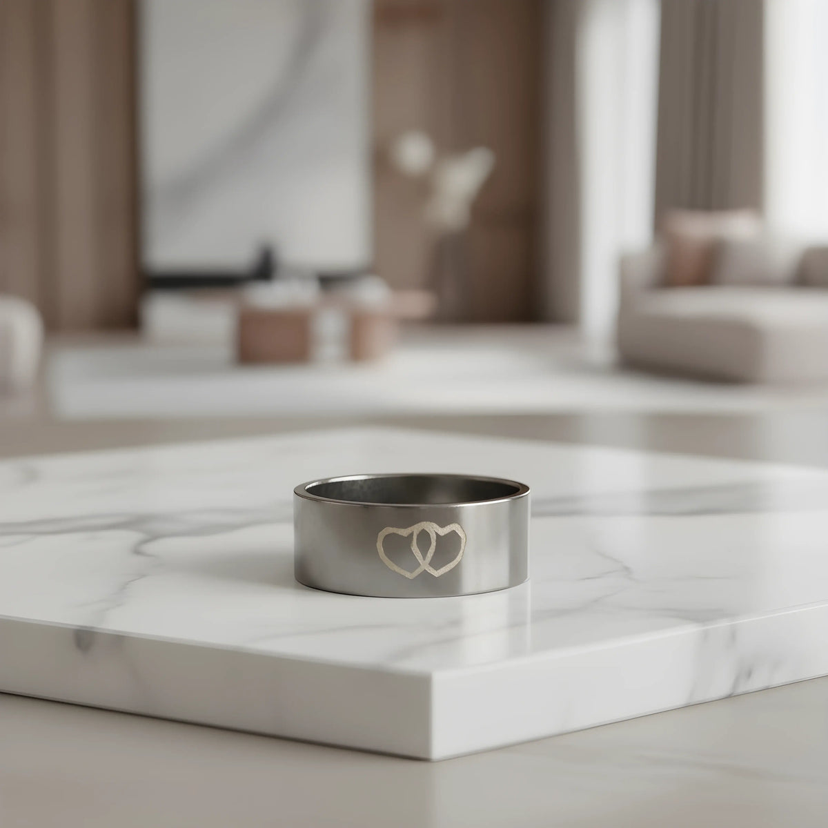 Double Heart Steel Ring 5.3cm