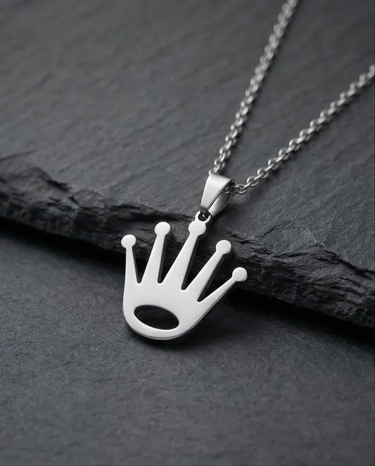 The Royal Reign: Minimalist Silver Crown Necklace