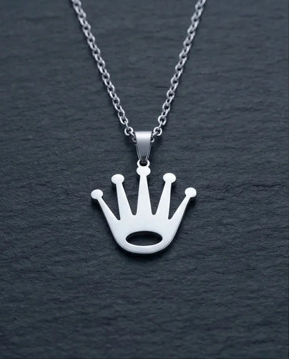The Royal Reign: Minimalist Silver Crown Necklace
