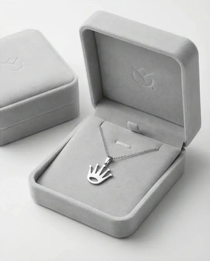 The Royal Reign: Minimalist Silver Crown Necklace