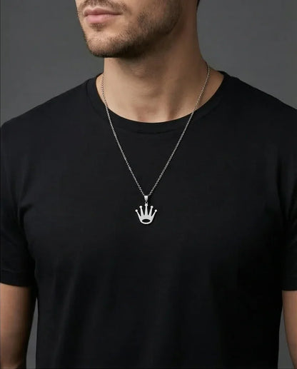 The Royal Reign: Minimalist Silver Crown Necklace