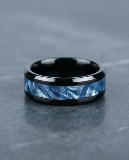 Obsidian Rift: Deep Blue Marble Statement Ring