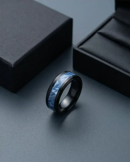 Obsidian Rift: Deep Blue Marble Statement Ring
