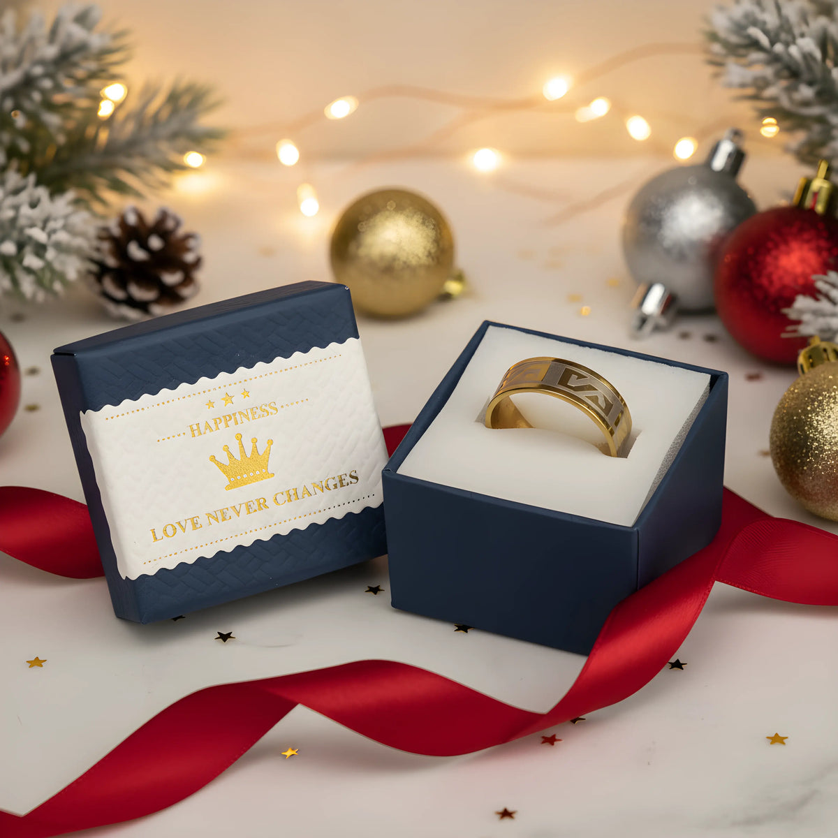 Two-Tone Greek Key Ring 6cm