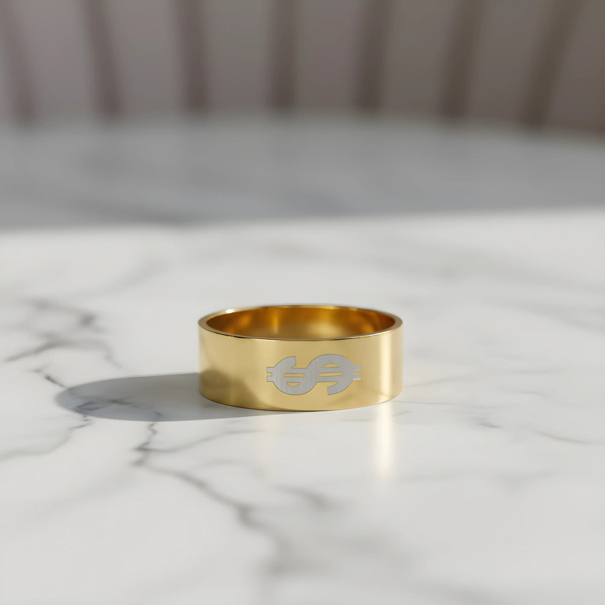 Gold Euro Symbol Ring 6.3cm