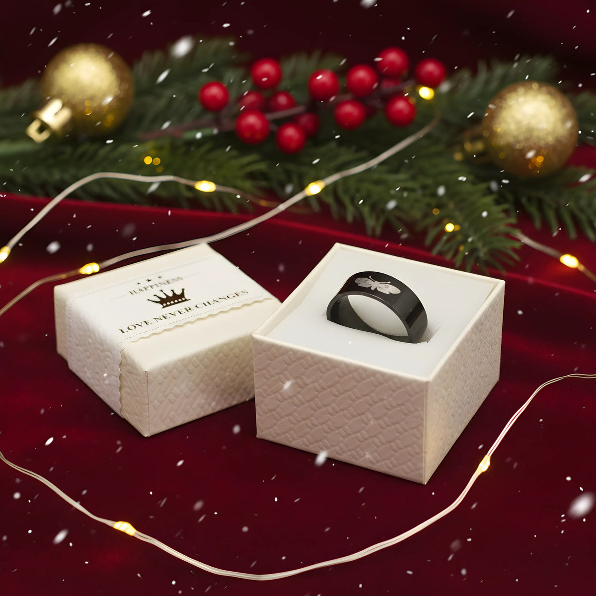 Black Butterfly Engraved Ring 5.6cm
