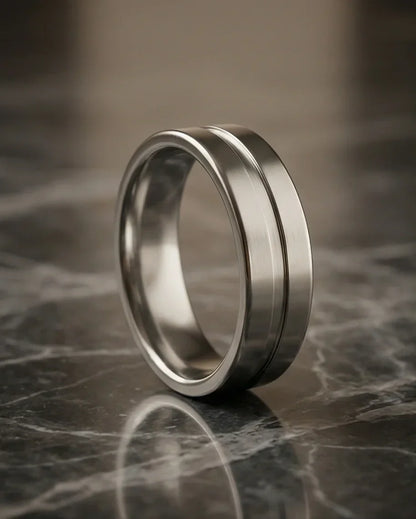 The Silver Meridian: Brushed Flat-Top Groove Band