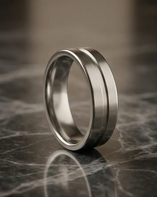 The Silver Meridian: Brushed Flat-Top Groove Band