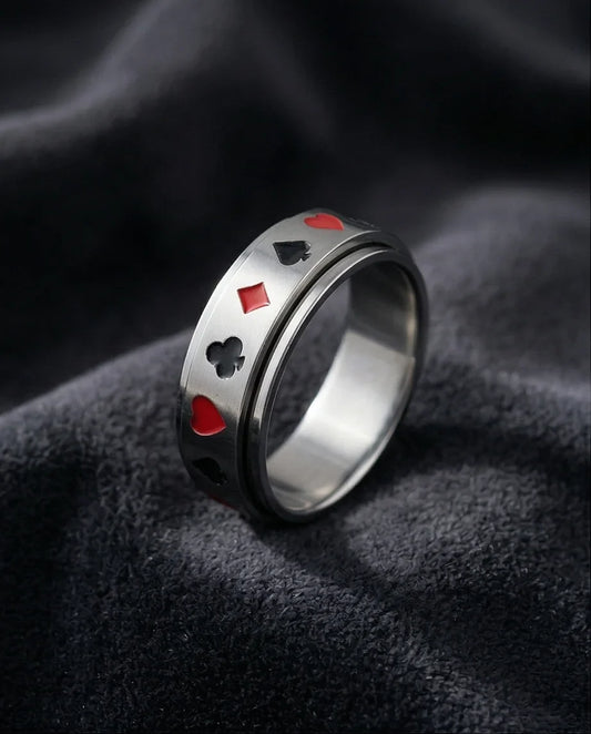 The Royal Flush: Playing Card Suits Spinner Band