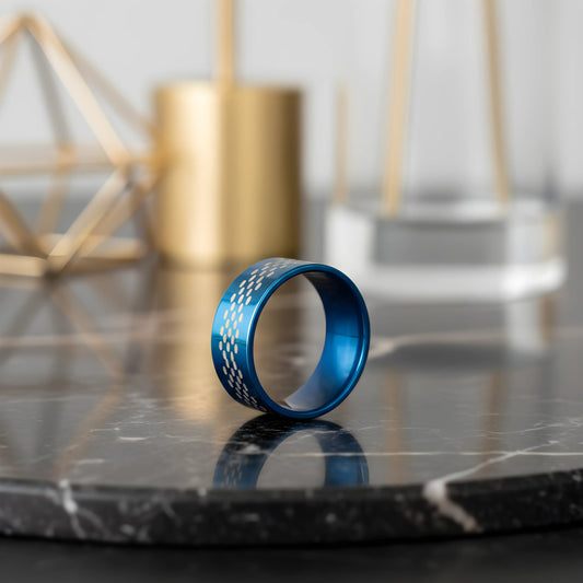 Blue Patterned Statement Ring 5.7cm