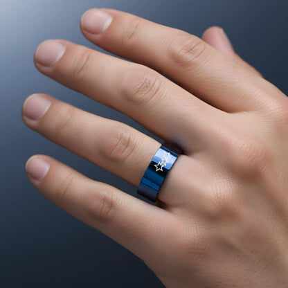 Blue Star Titanium Ring 6.6cm