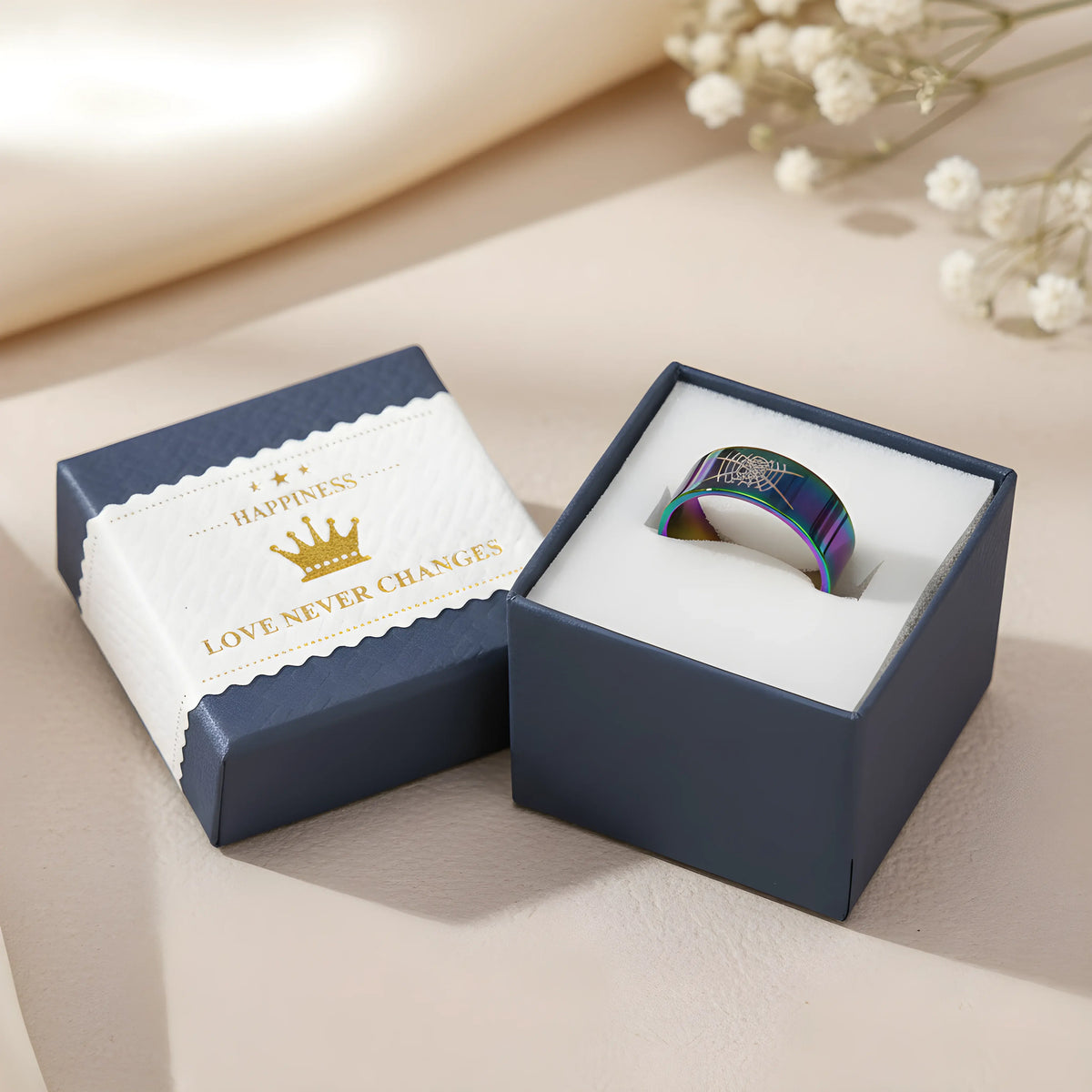 Aurora Spider Web Titanium Ring 5.3cm