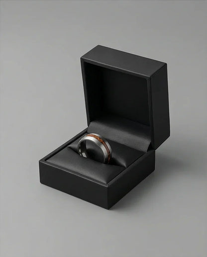 Modern Timber: Matte Silver & Walnut Wood Band