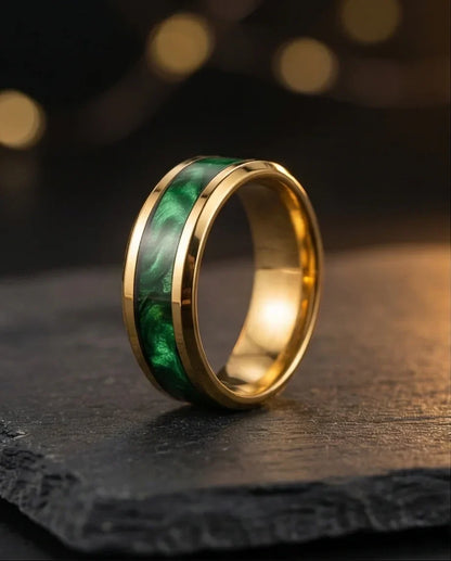 The Golden Emerald Swirl Band