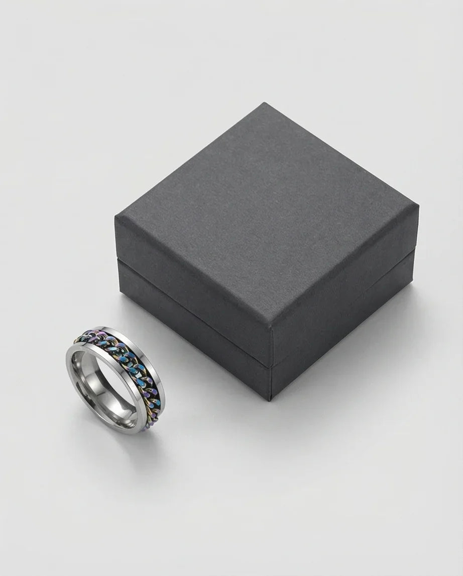 The Prism Pulse: Iridescent Cuban Link Spinner Band