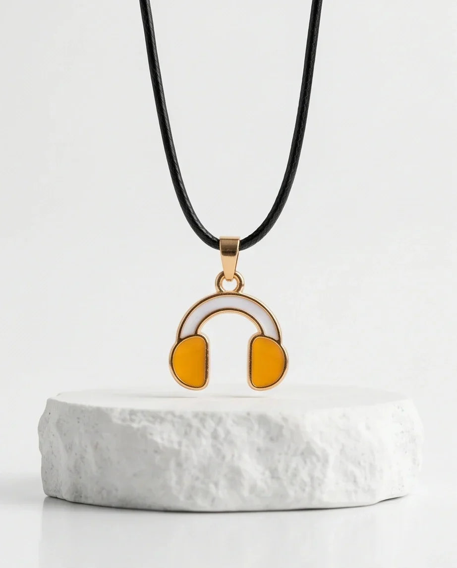 Gold and Yellow Headphones Necklace