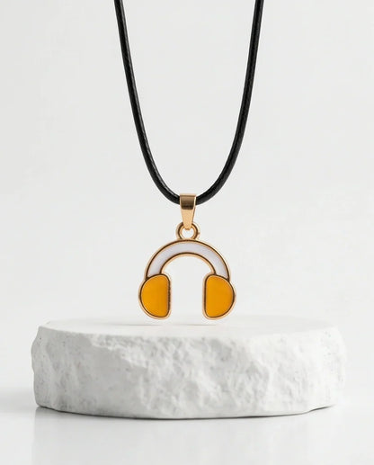 Gold and Yellow Headphones Necklace