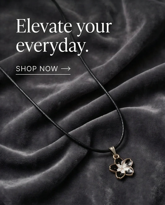 Gold and Black Frangipani Flower Necklace