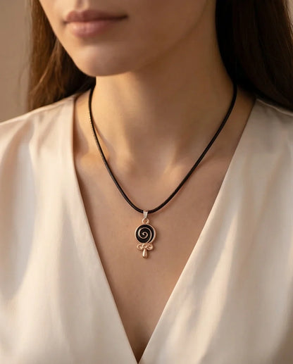 Gold and Black Spiral Lollipop Necklace