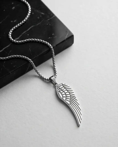 Feathered Angel Wing Pendant Box Chain