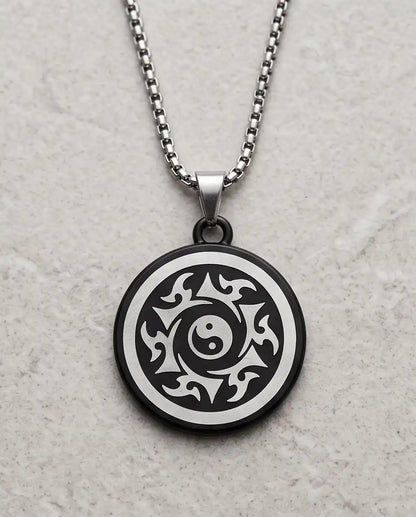 Yin Yang Tribal Sun Medallion Pendant Box Chain