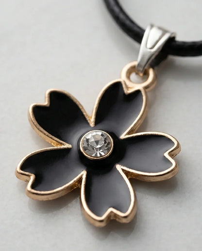 Gold and Black Cherry Blossom Necklace